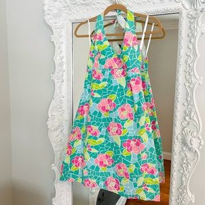 Lilly Pulitzer Floral Cote D’Azur Mosaic Stained Glass ROSES Halter Dress